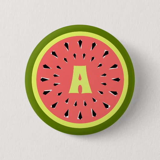 Watermeloen Roze Monogram Ronde Button 5,7 Cm (Voorkant)