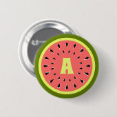 Watermeloen Roze Monogram Ronde Button 5,7 Cm (Voorkant /achterkant)