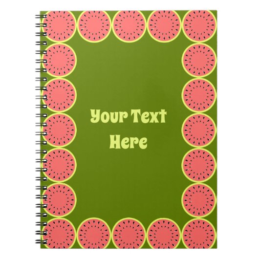Watermeloen Roze Multi Text Center Notitieboek (Voorkant)