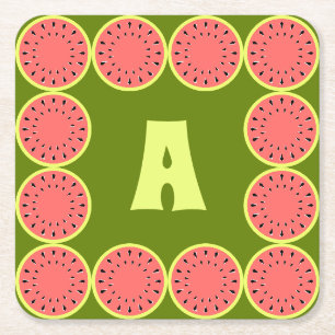 Watermeloen Roze Multimonogram Kartonnen Onderzetters