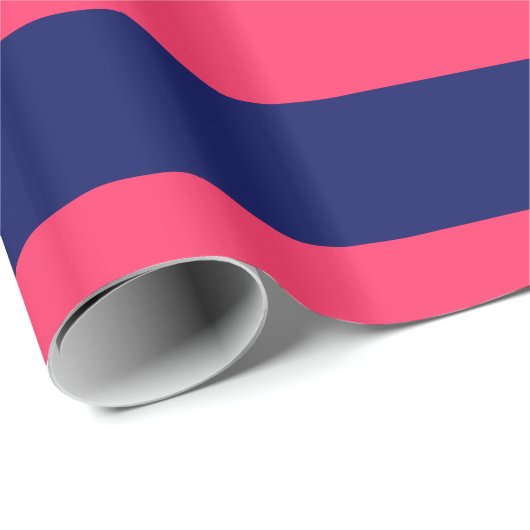 Watermeloen Roze, Navy Blue XL Stripes Pattern V Cadeaupapier (Rol Hoek)