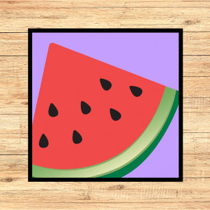 Watermeloen Roze Paarse Mid Century Modern Fruit Poster