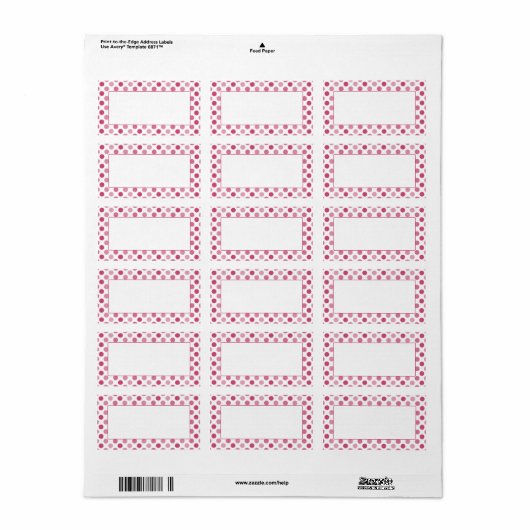 Watermeloen Roze Polka Dot Blank Adresetiketten Etiket (Full Sheet)