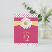 Watermeloen Roze Polka Dot Daisy Tafel Kaarten (Staand voorkant)