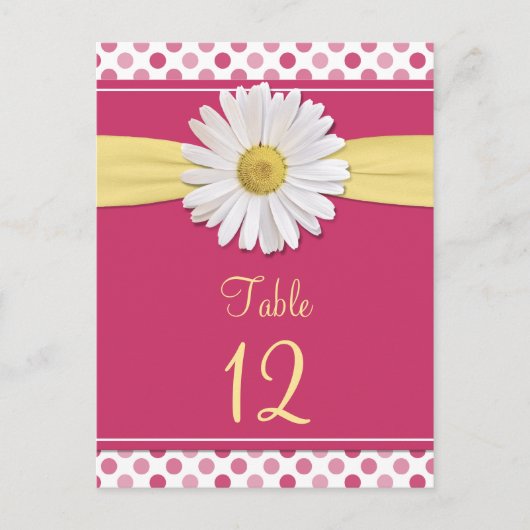 Watermeloen Roze Polka Dot Daisy Tafel Kaarten (Voorkant)