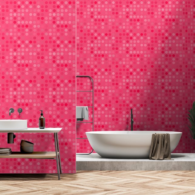 watermeloen roze stippen behang (Badkamer)