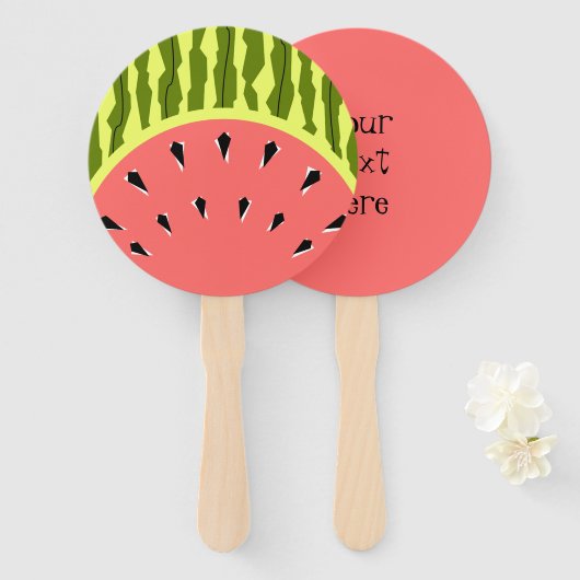 Watermeloen Roze tekst Handwaaier (Voorkant en achterkant)