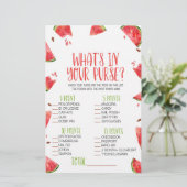Watermeloen Roze Wat is in Purse Baby shower spel Briefpapier (Staand voorkant)