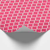 Watermeloen Roze Wit Marokkaans Quatrefoil Patroon Cadeaupapier (Hoek)