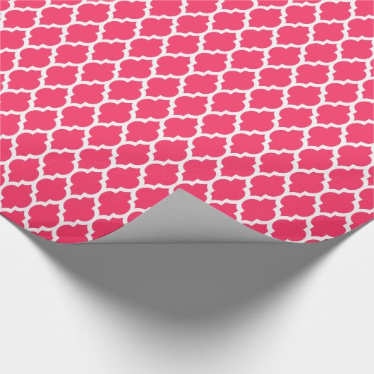 Watermeloen Roze Wit Marokkaans Quatrefoil Patroon Cadeaupapier (Hoek)