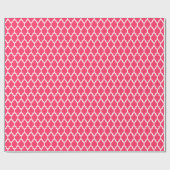 Watermeloen Roze Wit Marokkaans Quatrefoil Patroon Cadeaupapier (Vlak)