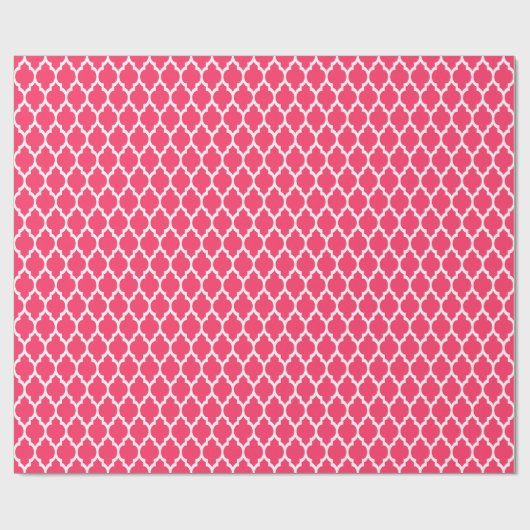 Watermeloen Roze Wit Marokkaans Quatrefoil Patroon Cadeaupapier (Vlak)