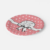 Watermeloen Roze Witte Polka Dots Bow Gepersonalis Papieren Bordje (Gekanteld)
