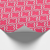 Watermeloen Roze Witte XL Marokkaanse Quatrefoil # Cadeaupapier (Hoek)