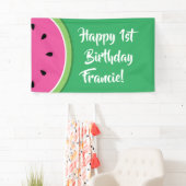 Watermeloen Schattige 1e Verjaardagsfeestje Banner (Insitu)