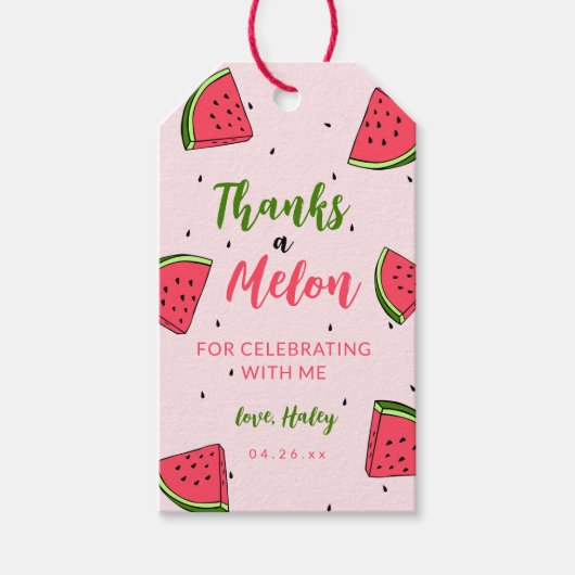 Watermeloen Schattige Een in een meloen 1e Baby Ve Cadeaulabel (Voorkant)