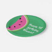 Watermeloen Schattige Kleurrijke 1e Verjaardag Bor Papieren Bordje (Gekanteld)
