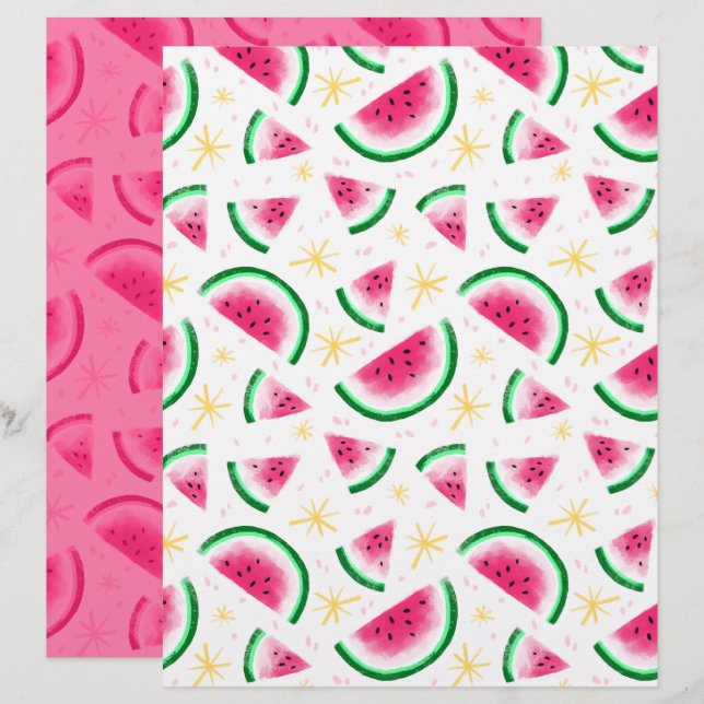 Watermeloen Scrapbook Papier (Voorkant / Achterkant)