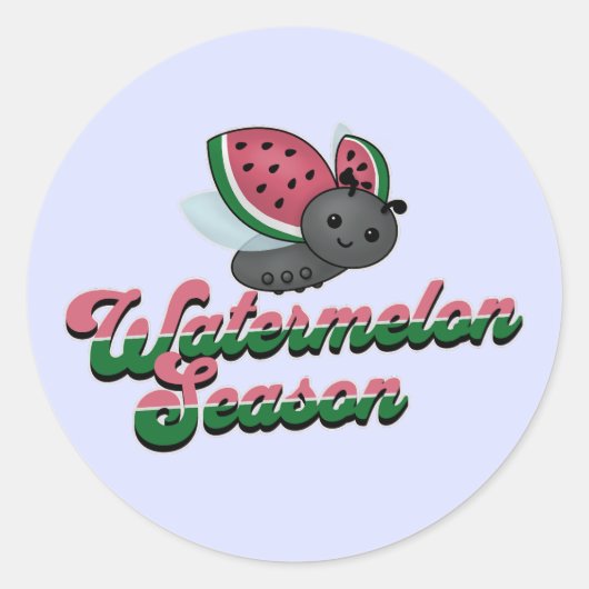 Watermeloen Seizoen Lieveheersbeestje Ronde Sticker (Voorkant)