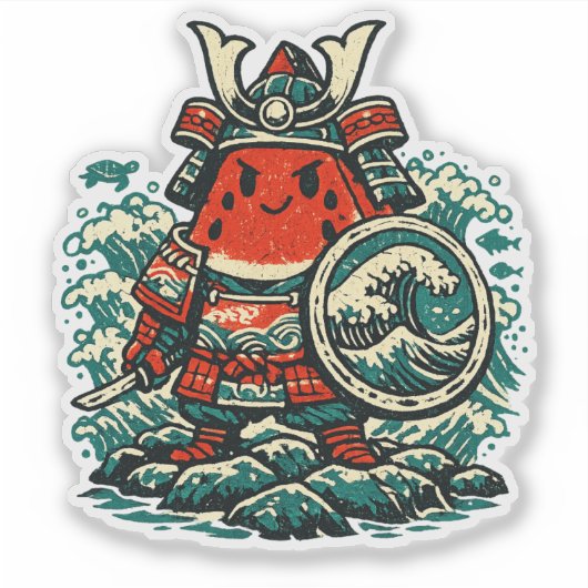 Watermeloen Shogun — Bewaker der Zeeën Sticker (Voorkant)