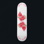 Watermeloen Skateboard Juicy Life - Aangepaste tek<br><div class="desc">Rood zoet Juicy watermeloen strak - Het zoete zomerfruit tekenen - Kies / voeg uw unieke tekst / lettertype / kleur toe - maak uw speciale cadeautje - vergroot en verplaats of verwijder elementen / afbeelding met aanpassingsgereedschap! - Tekening en ontwerp door MIGNED. Je kunt ook mijn design overdragen naar...</div>