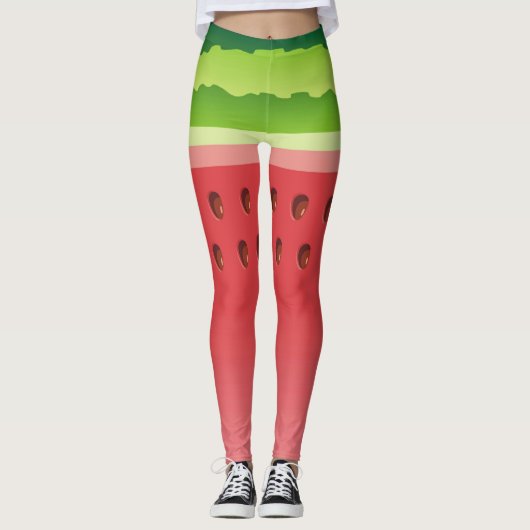 Watermeloen Slice Achtergrond Leggings (Voorkant)