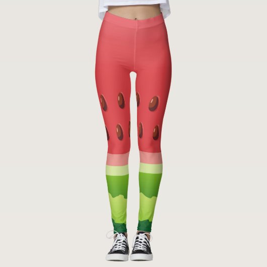 Watermeloen slice achtergrond leggings (Voorkant)