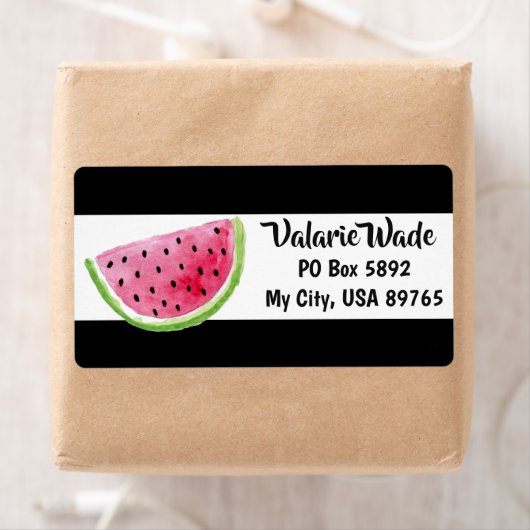 Watermeloen slice-adreslabel etiket (Insitu)