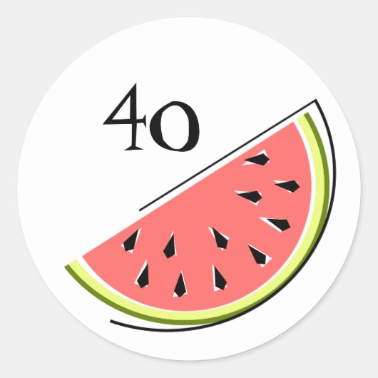 Watermeloen Slice Age 40 sticker rond (Voorkant)