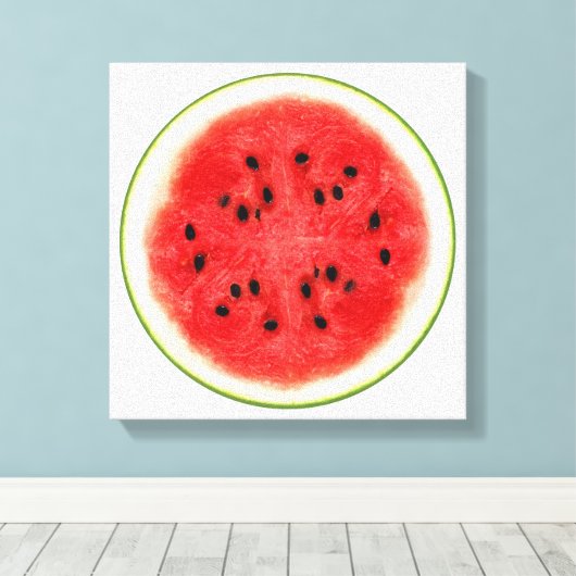 Watermeloen Slice Fruit Art Canvas Afdruk (Insitu (Houten vloer))