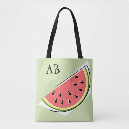 Watermeloen Slice Groen monogram canvas tas (Voorkant)