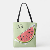 Watermeloen Slice Groen monogram canvas tas (Achterkant)