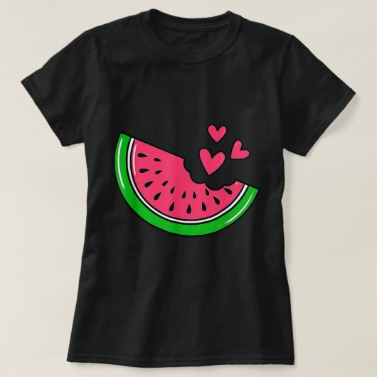 Watermeloen Slice Melon Hearts Lovers Eating Fruit T-shirt (Design voorkant)