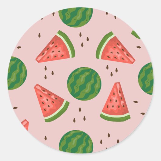 Watermeloen Slice Patroon Sap Fruit Lover Zomer Ronde Sticker (Voorkant)