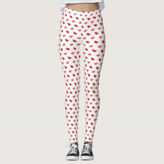 Watermeloen Slice Pattern Rode en witte Leggings (Voorkant)