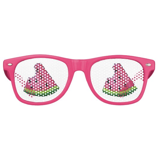 Watermeloen Slice Picknick Roze Fruit Melon Wedge Retro Zonnebril (Voorkant)