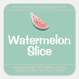Watermeloen Slice Schattige Symbool Soy Candles La Vierkante Sticker