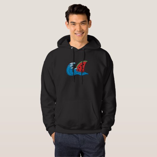 Watermeloen Slice Shark Zomer Vakantie Watermeloen Hoodie (Voorkant volledig)