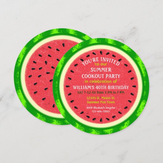 Watermeloen Slice Summer Party Cookout voor Verjaa Kaart (Voorkant / Achterkant)