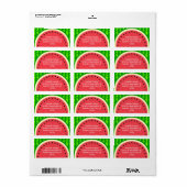 Watermeloen Slice Zomer Fruit met Rind Adres Etiket (Full Sheet)