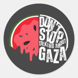 Watermeloen Stop niet met praten over Palestina Ronde Sticker