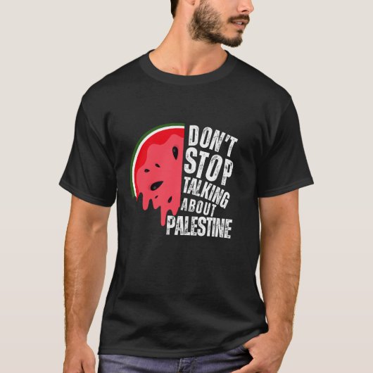 Watermeloen Stop niet met praten over Palestina T-shirt (Voorkant)