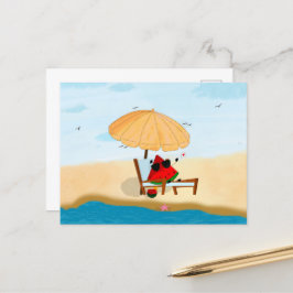 watermeloen strand zomer vakantie feestdagenkaart