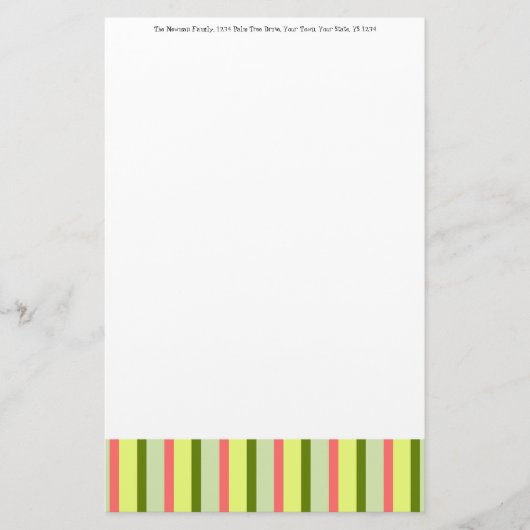 Watermeloen Streep Klassieke Tekst briefpapier (Voorkant)