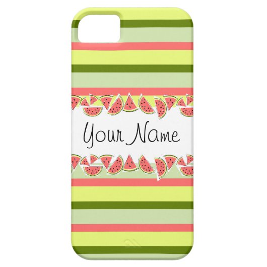 Watermeloen Stripe Classic Jouw naam iPhone hoesje (Achterkant)