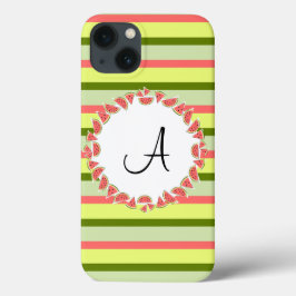 Watermeloen Stripe Classic 'Monogram' iPad-draagta iPhone 13 Hoesje