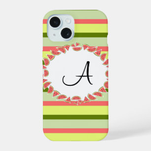Watermeloen Stripe Classic 'Monogram' iPhone case 15 Hoesje