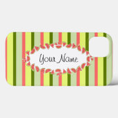 Watermeloen Stripe Classic oval 'Name horizontal' Case-Mate iPhone Case (Achterkant (horizontaal))