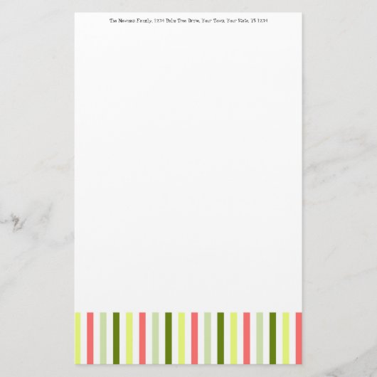Watermeloen Stripe Dunne Tekst briefpapier (Voorkant)