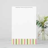 Watermeloen Stripe Dunne Tekst briefpapier (Staand voorkant)